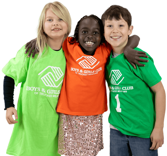 Three smiling kids in BGCTM t-shirts