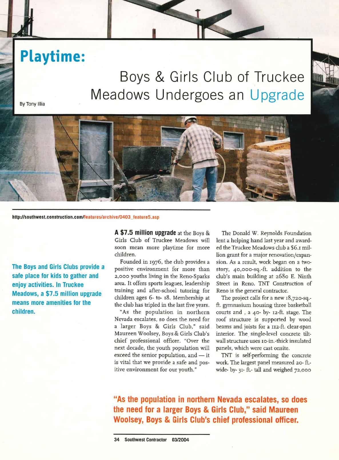 Article with the headline: Playtime: Boys & Girls Club of Truckee Meadows Undergoes an Upgrade