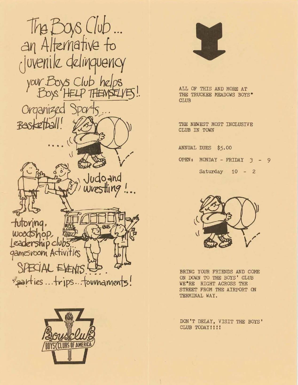Truckee Meadows Boys’ Club ad illustration from the 1970s